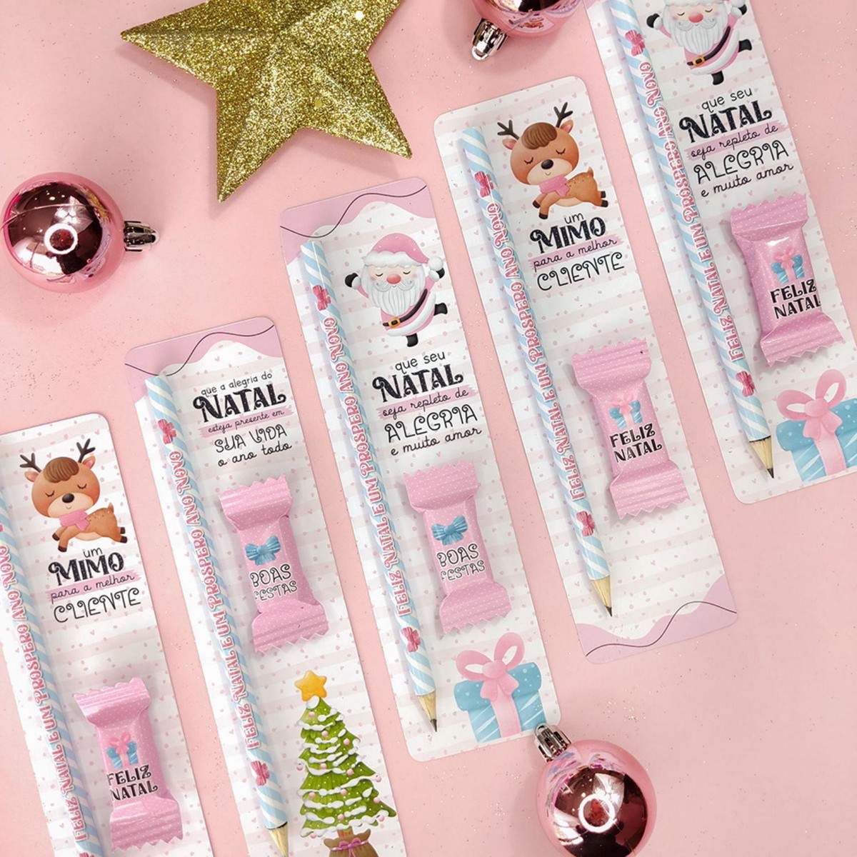 Arquivo de Corte Kit Natal Rosa Card Lapis e Balinha #16560 - Imagem 4