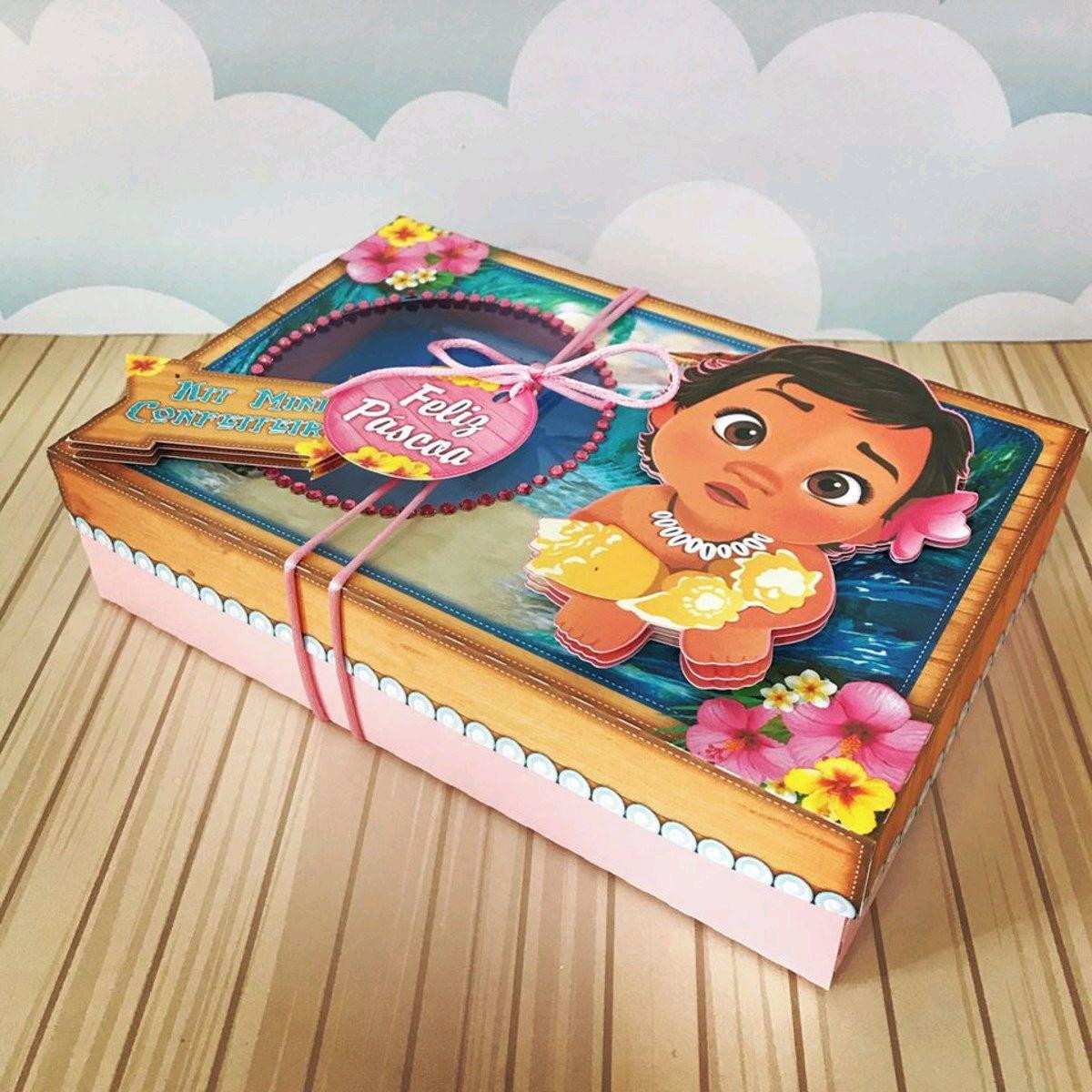 ARQUIVO DE CORTE PASCOA CAIXA MINI CONFEITEIRO MOANA #3025 - Imagem 2