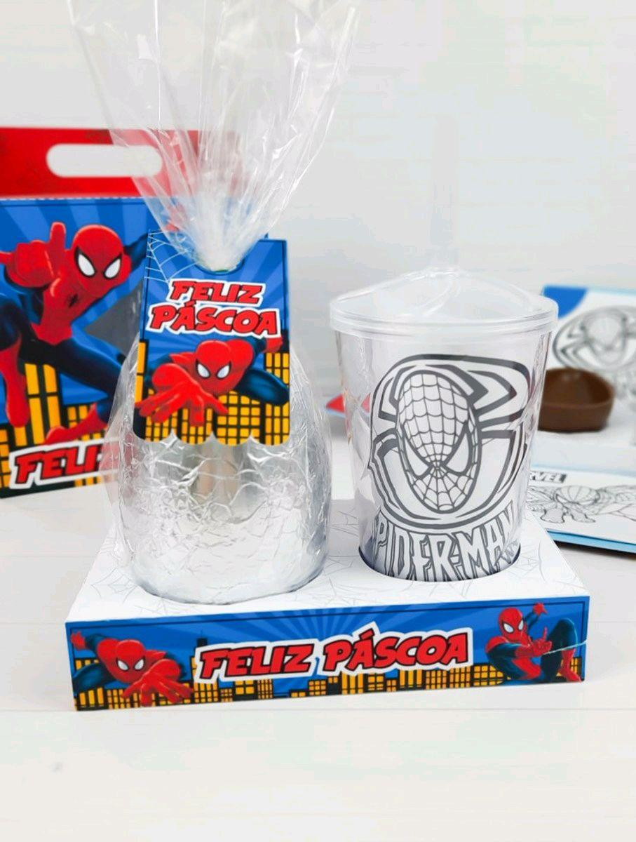 Arquivo de Corte Pascoa Caixa Ovo e Copo Homem Aranha #3410