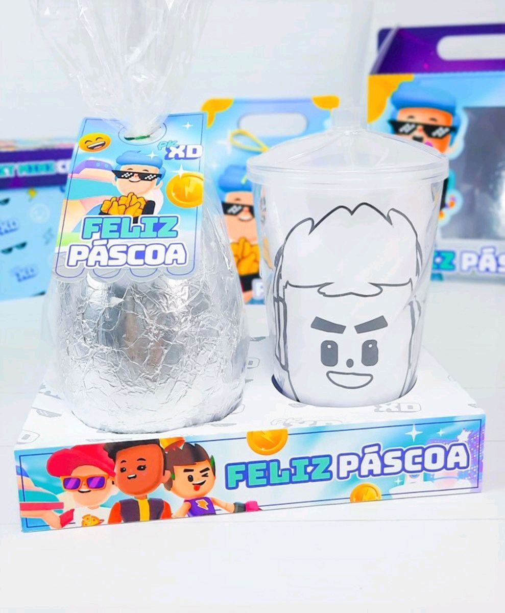 ARQUIVO DE CORTE PASCOA CAIXA OVO E COPO PK XD MENINO #3428 - Imagem 2