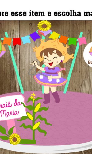 KIT C/ 5 ARQUIVO DE CORTE: TOPO DE BOLO ARRAIÁ MENINA 005