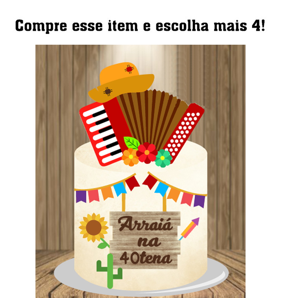 KIT C/ 5 ARQUIVO DE CORTE: TOPO DE BOLO ARRAIÁ SANFONA 006 - Imagem 2