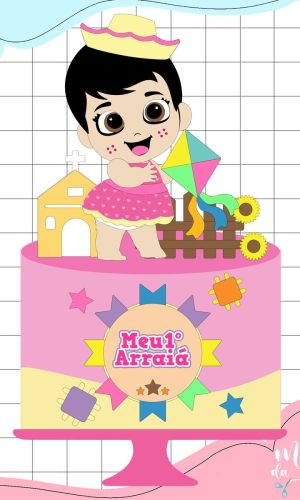 Arquivo de Corte: Topo Baby Menina Caipira Meu 1º Arraiá 144