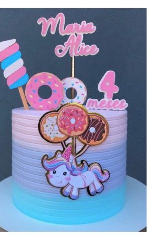 Arquivo de Corte Topo Bolo Unicórnio e Donut
