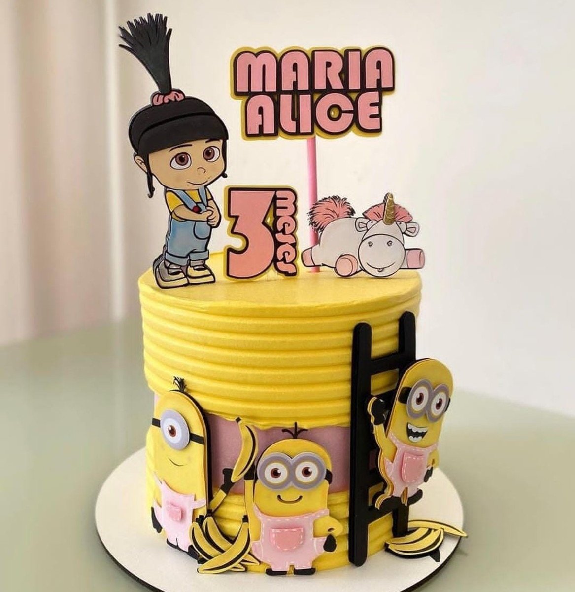 Arquivo de Corte: Topo de Bolo Agnes e Minions Rosa 004