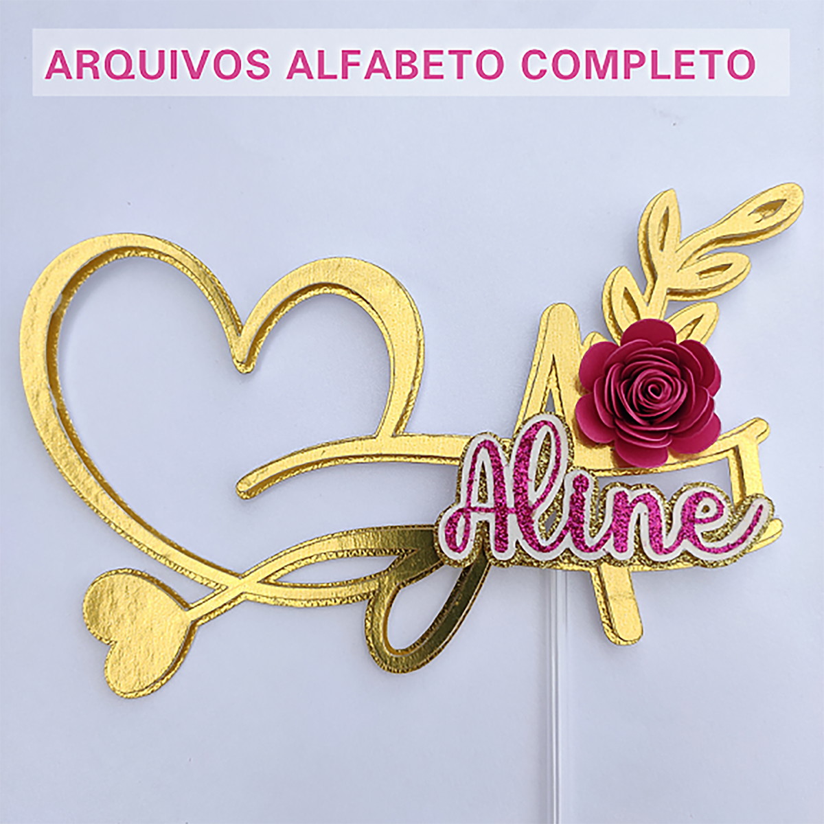 Arquivo de Corte: Topo de Bolo Alfabeto Floral Completo 004
