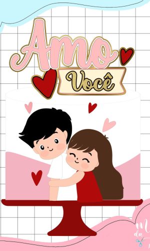 Arquivo de Corte: Topo de Bolo Amo Você Casal Namorados 055
