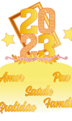 Arquivo de Corte: Topo de Bolo Ano Novo 2023 Paz/saúde 038