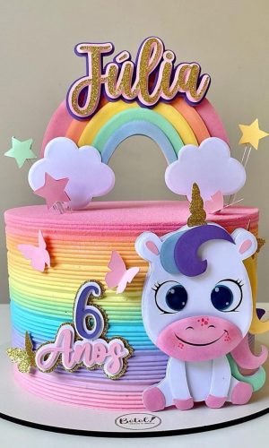 Arquivo de Corte: Topo de Bolo Arco Iris e Unicórnio Cut 020