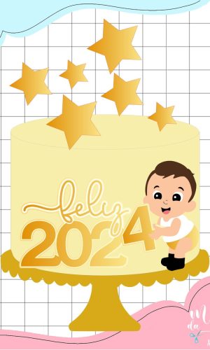Arquivo de Corte: Topo de Bolo Baby Feliz Ano Novo 2024 071