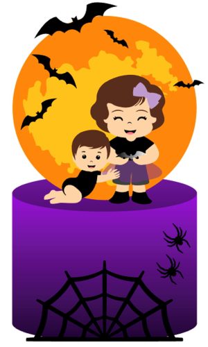 Arquivo de Corte: Topo de Bolo Baby Irmãos Halloween 023