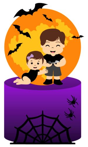 Arquivo de Corte: Topo de Bolo Baby Irmãos Halloween 025