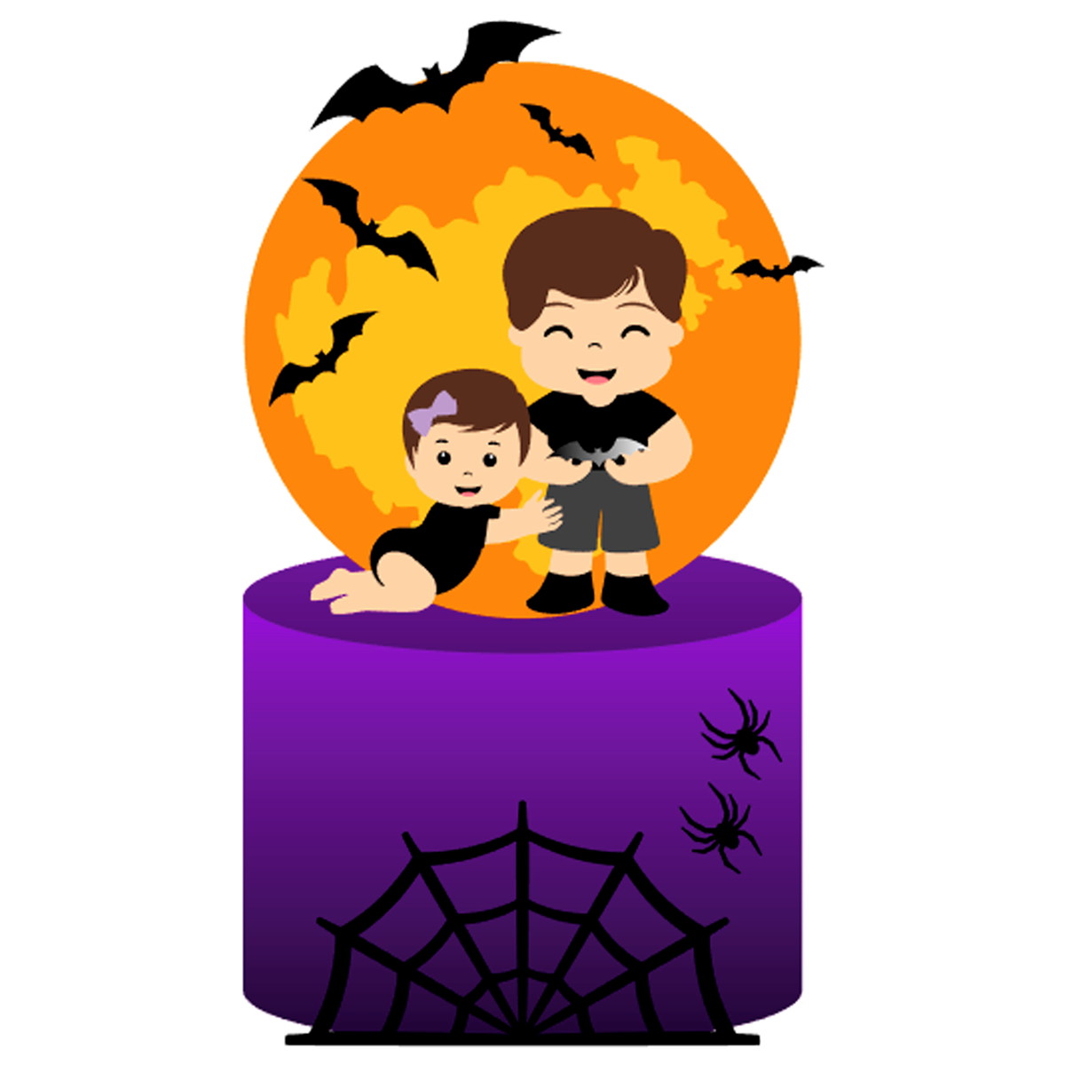 Arquivo de Corte: Topo de Bolo Baby Irmãos Halloween 025