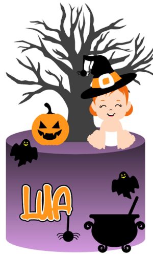 Arquivo de Corte: Topo de Bolo Baby Menina Halloween 022