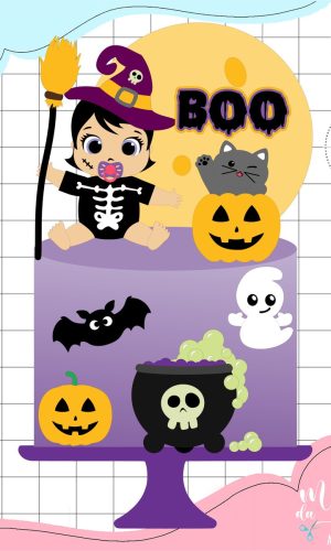Arquivo de Corte: Topo de Bolo Baby Menina Halloween 045