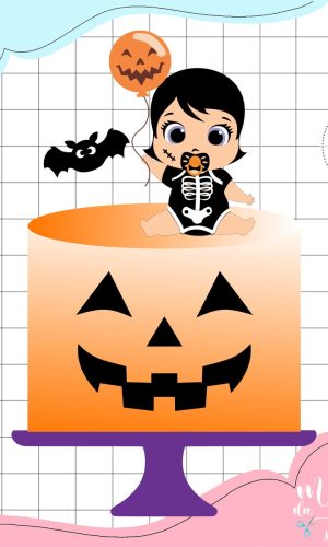 Arquivo de Corte: Topo de Bolo Baby Menina Halloween 047