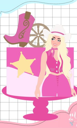 Arquivo de Corte: Topo de Bolo Barbie Boiadeira 025