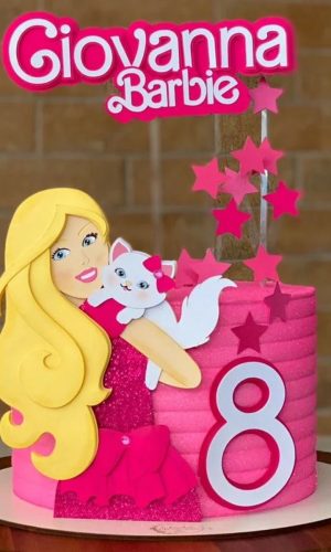 Arquivo de Corte: Topo de Bolo Barbie e Gatinha 017