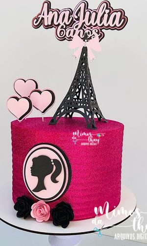 Arquivo de Corte: Topo de Bolo Barbie Paris + Torre 3d 003