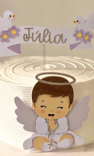 Arquivo de Corte: Topo de Bolo Batizado Anjinha Baby 022