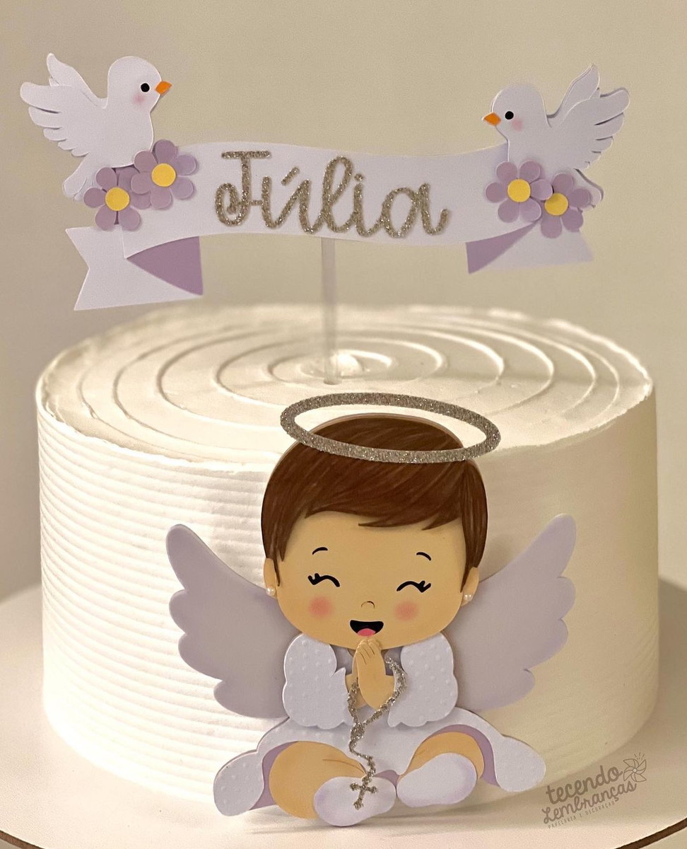 Arquivo de Corte: Topo de Bolo Batizado Anjinha Baby 022