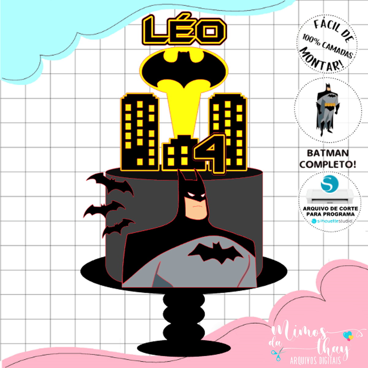 Arquivo de Corte Topo de Bolo Batman 004