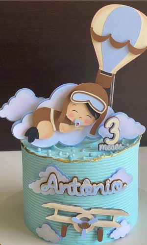 Arquivo de Corte: Topo de Bolo Bebê Aviador 001