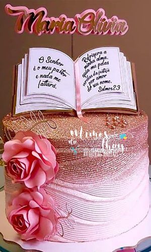 Arquivo de Corte: Topo de Bolo Biblia + Flores 3d 001