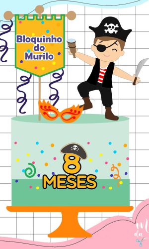Arquivo de Corte: Topo de Bolo Bloquinho Carnaval Pirata 100