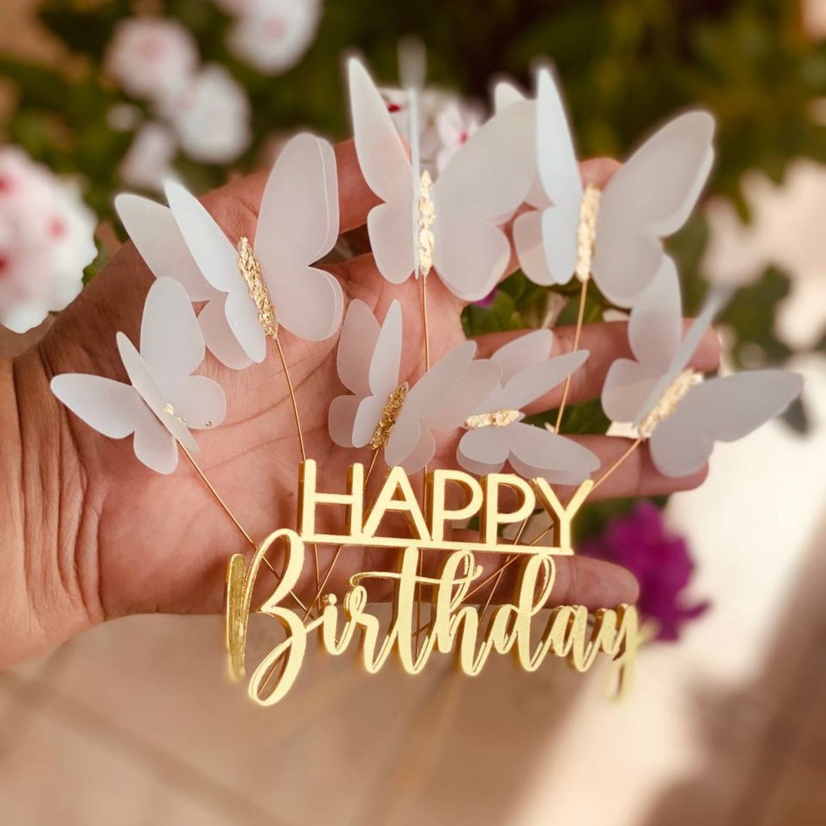 Arquivo de Corte Topo de Bolo Borboletas Happy Birthday 011