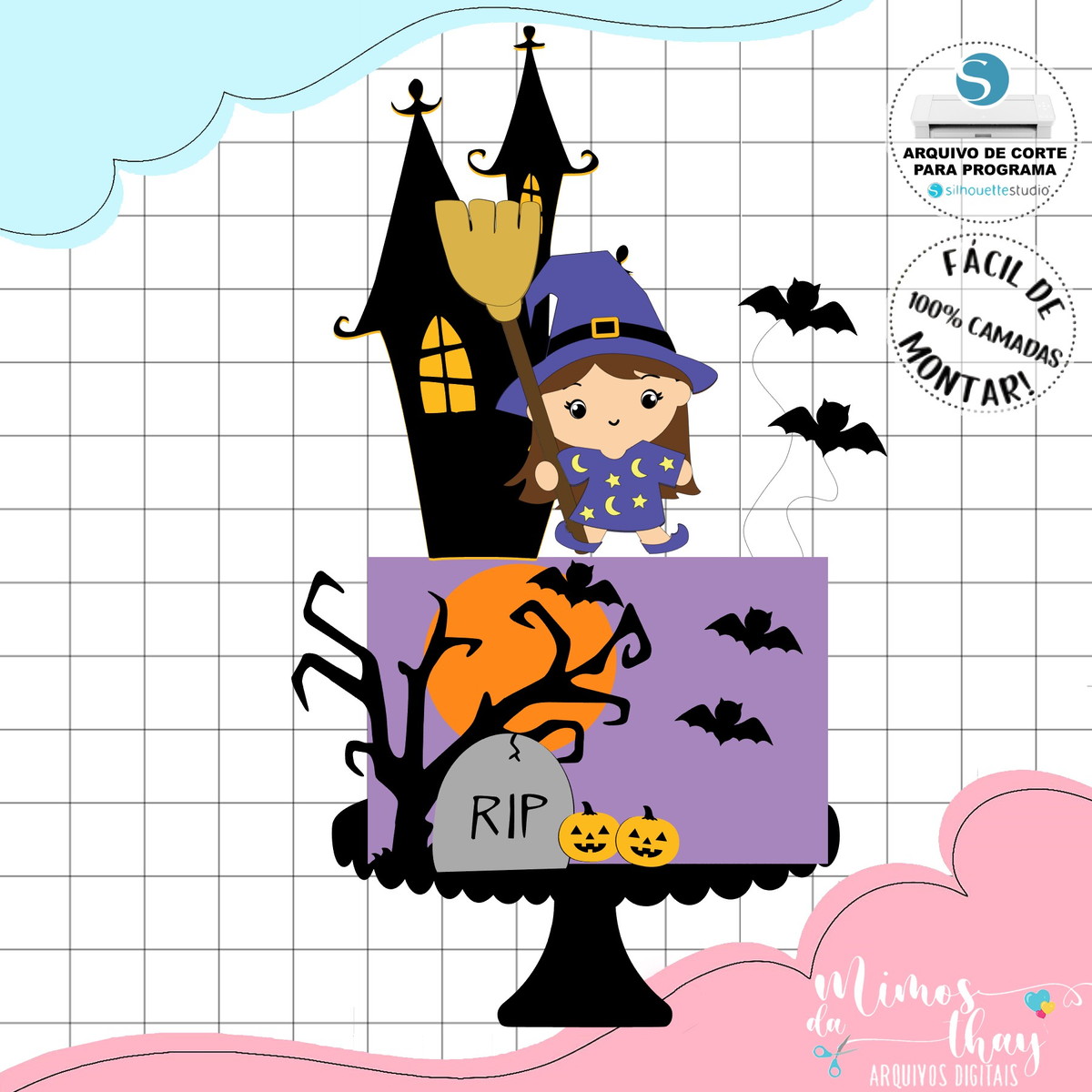 Arquivo de Corte: Topo de Bolo Bruxinha Baby Halloween 039