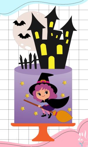 Arquivo de Corte: Topo de Bolo Bruxinha Halloween 031