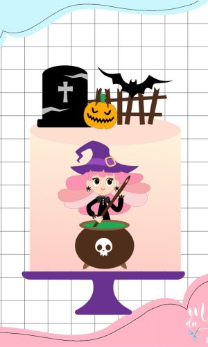 Arquivo de Corte: Topo de Bolo Bruxinha Halloween 032