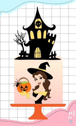Arquivo de Corte: Topo de Bolo Bruxinha Halloween 033