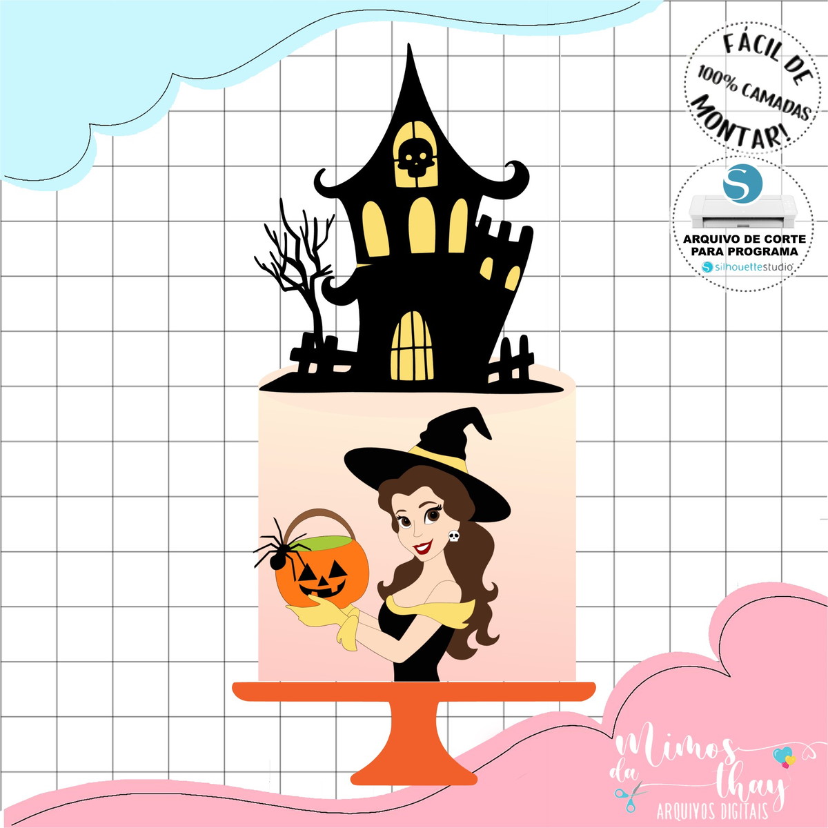 Arquivo de Corte: Topo de Bolo Bruxinha Halloween 033
