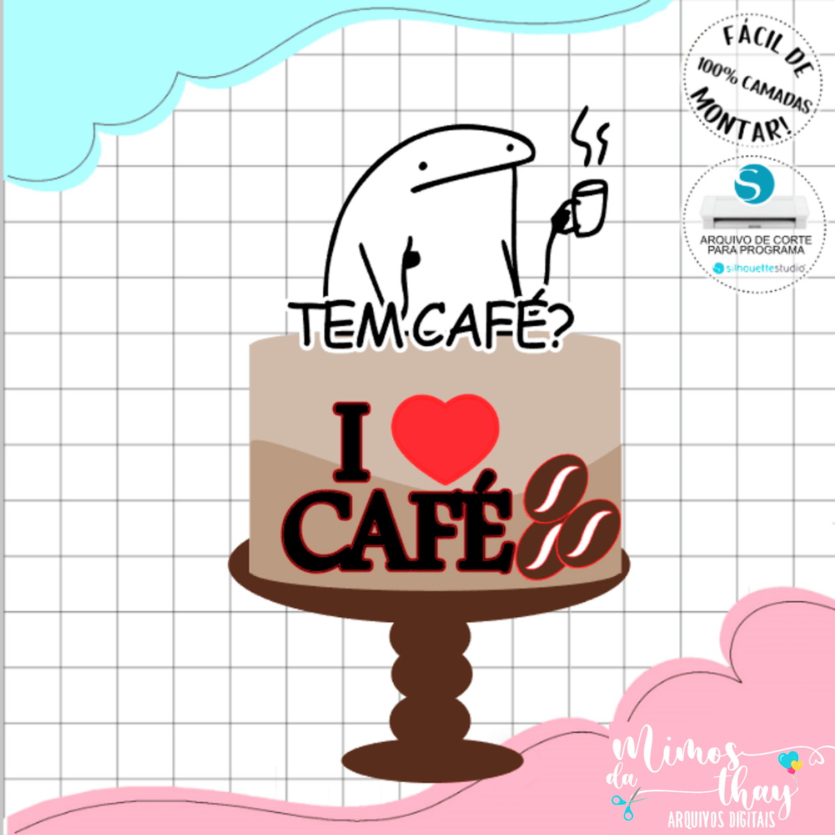 Arquivo de Corte Topo de Bolo Café Flork 054