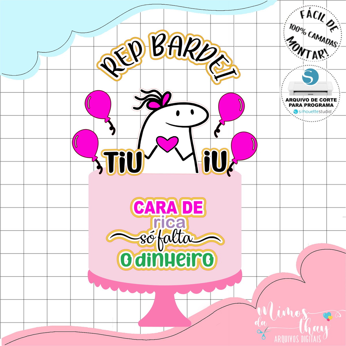 Arquivo de Corte Topo de Bolo Cara de Rica Flork 064