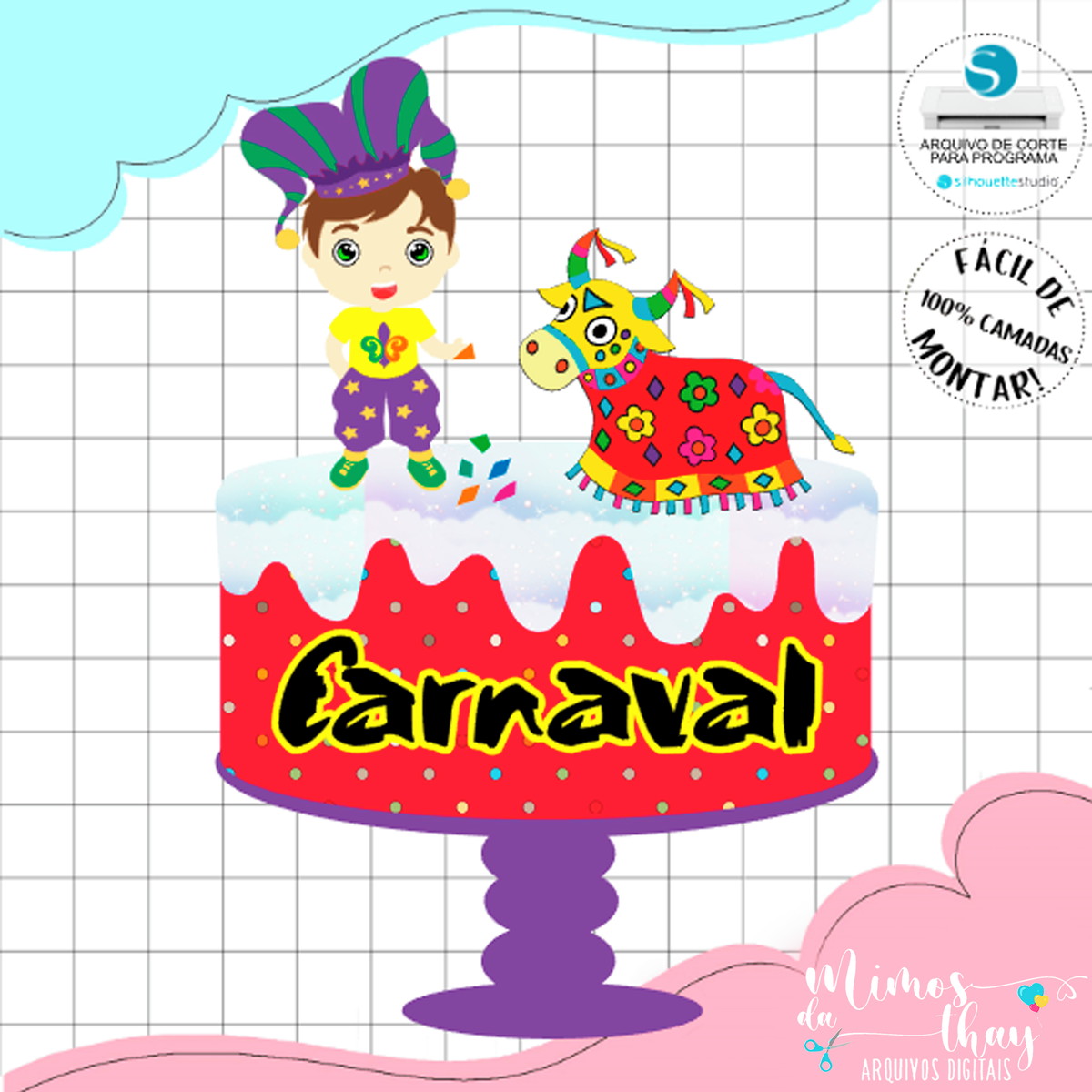 Arquivo de Corte Topo de Bolo Carnaval Bumba Meu Boi 078