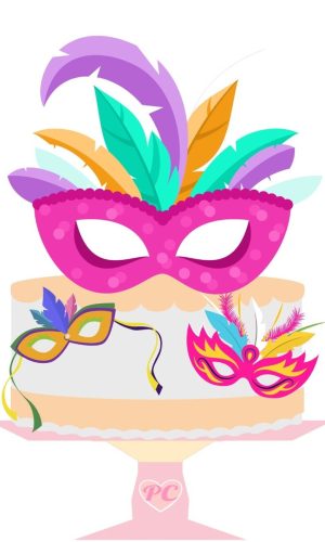 Arquivo de Corte: Topo de Bolo Carnaval Máscaras 038