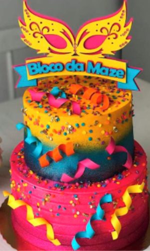 Arquivo de Corte: Topo de Bolo Carnaval Máscaras 049
