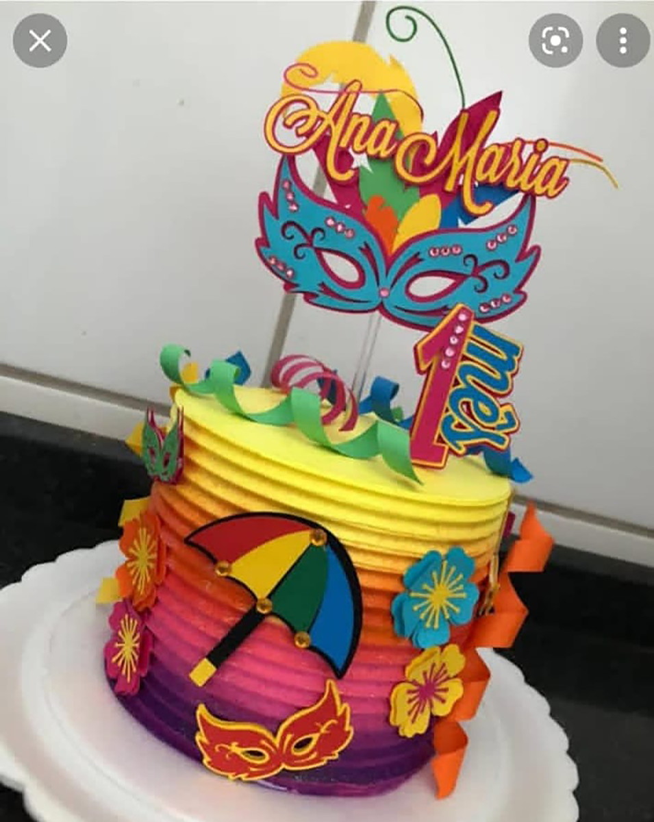 Arquivo de Corte: Topo de Bolo Carnaval Máscaras 050