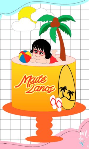 Arquivo de Corte: Topo de Bolo Casa Praia Verão Menina 017