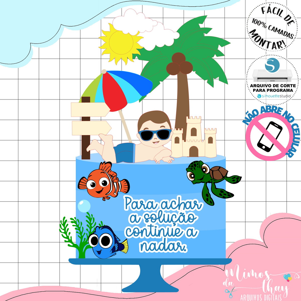 Arquivo de Corte: Topo de Bolo Casa Praia Verão Menino 027