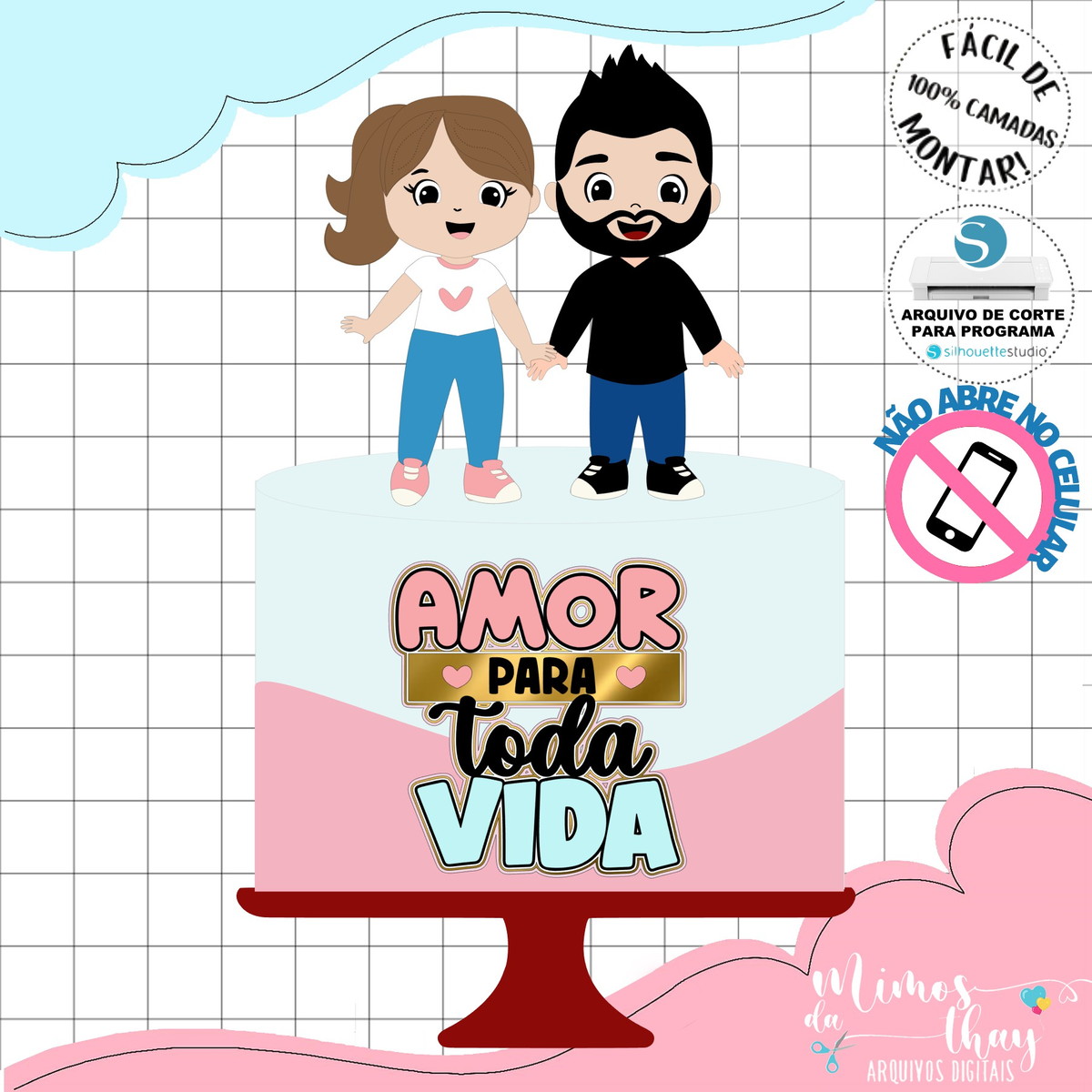 Arquivo de Corte Topo de Bolo Casal Adulto Namorados 053