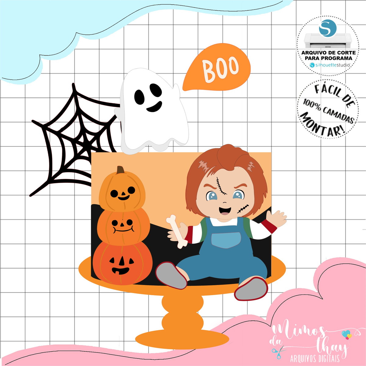 Arquivo de Corte Topo de Bolo Chucky Baby Halloween 062