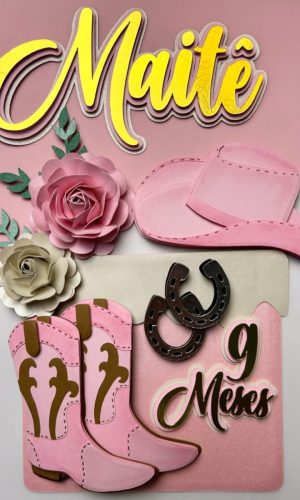 Arquivo de Corte: Topo de Bolo Cowgirl Cavalo 005