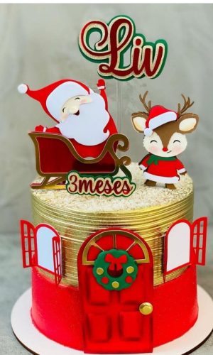 Arquivo de Corte Topo de Bolo de Natal Trenó e Rena #16720