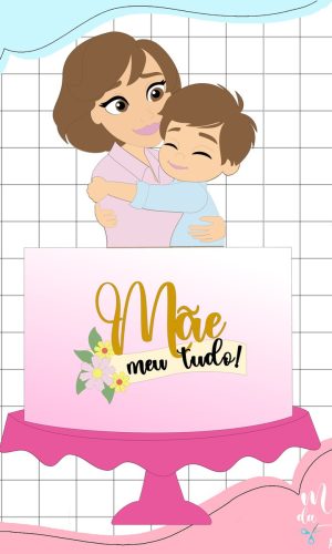 Arquivo de Corte Topo de Bolo Dia das Mães Abraço Menino 101