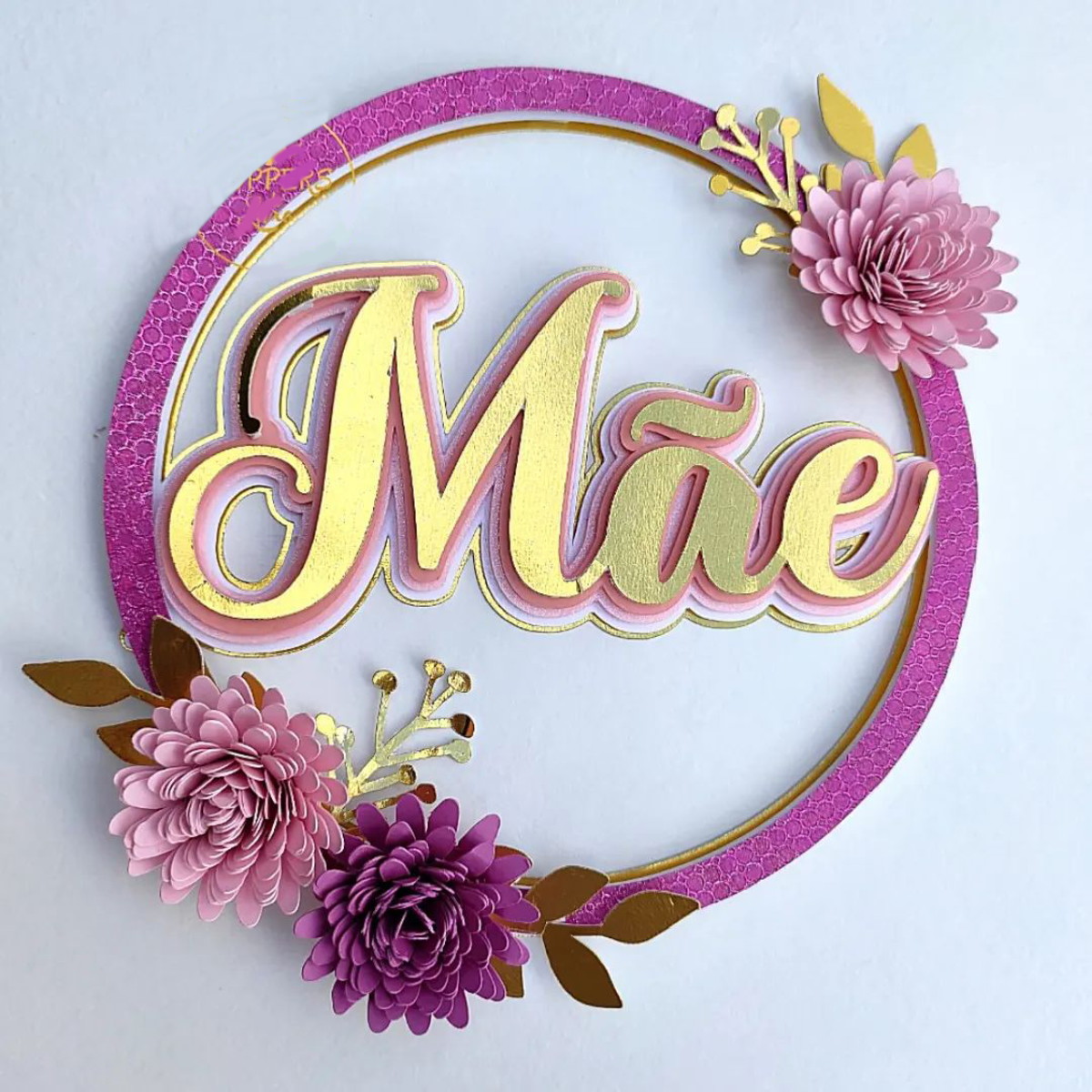Arquivo de Corte: Topo de Bolo Dia das Mães + Flores 094