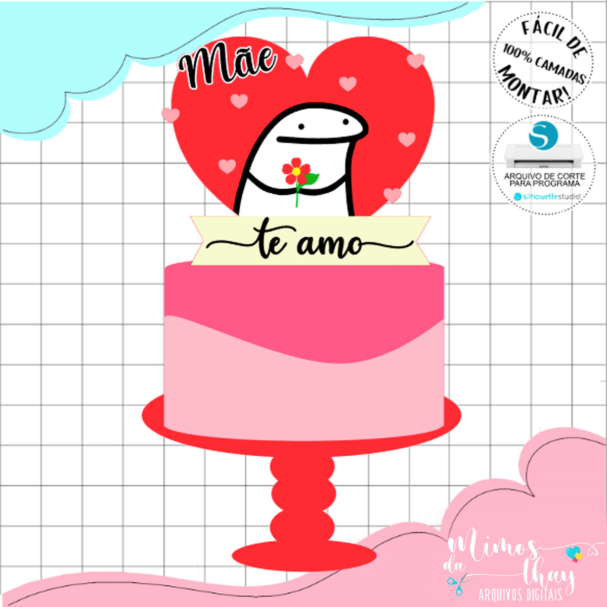 Arquivo de Corte: Topo de Bolo Dia das Mães Flork 036